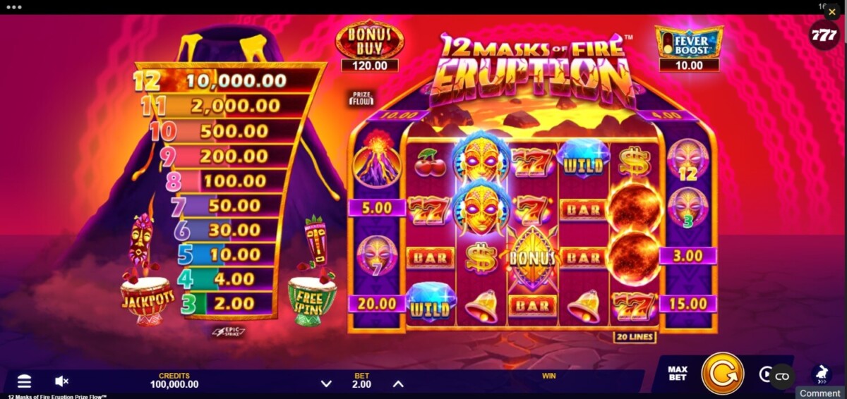 12 Masks of Fire Eruption Prize Flow