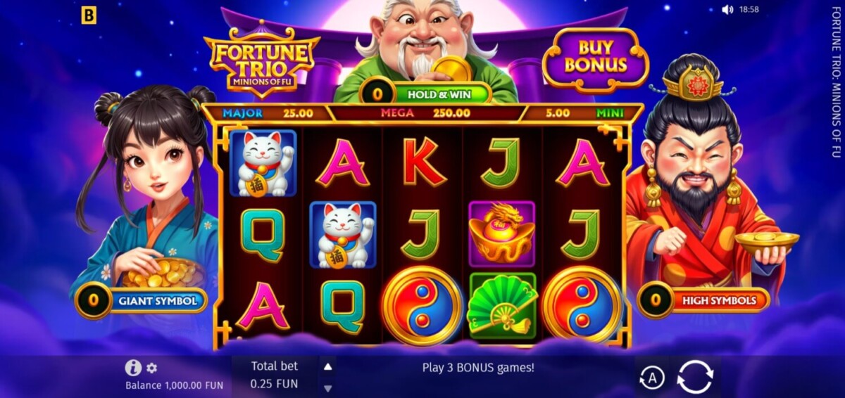 Arab Night Casino مراجعة لعبة فتورة تريو: مينيونز أوف فو سولت Fortune Trio: Minions of Fu