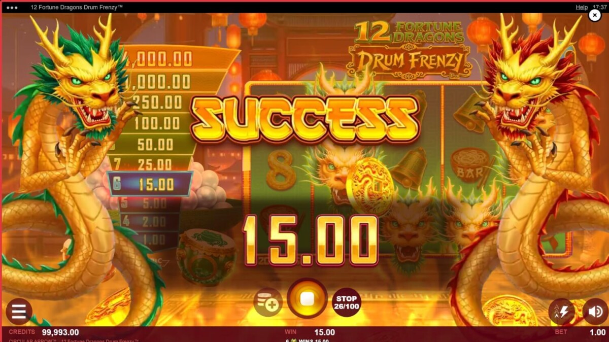 12 تنين الحظ Drum Frenzy