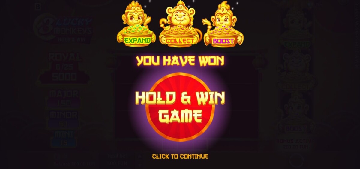 3 Lucky Monkeys Hold & Win